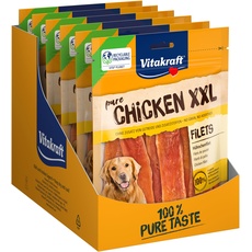 Vitakraft Hühnchenfilet XXL, Hundeleckerli, mit magerem Hühnchenfleisch, im wiederverschließbaren XXL-Beutel, ohne Zusatz von Zucker und Getreide (6x 250g)