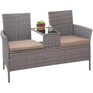MCW Poly-Rattan Sitzbank 132 x 84 x 55 cm Beige/Grau
