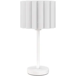 HOMCOM Tischlampe, Tischleuchte mit Wellen-Lampenschirm, E27-Fassung, Knopfschalter, Nachttischlampe für Wohnzimmer, Spielzimmer, Weiß, exkl. Glühbirne