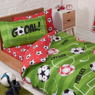 Price Right Home Fußball Rot Einzelne Bettbezug und Kissenbezug Set