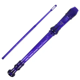 A-Star Sopran-/Descant-Schulblockflöteninstrument, englische/barocke Griffweise – Tonart C mit Lerntabelle, Tasche, Putzstock – Lila