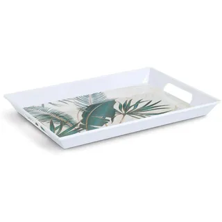 Zeller Present Tablett "Melamintablett "Palm leaves"" tropisches Motiv, Tragegriffe, 34,8x50 cm, dekor
