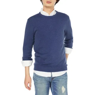 Amazon Essentials Herren Langärmliger Pullover Mit Rundhalsausschnitt, 100% Baumwolle, Erhältlich In Groß Und Schwer, Blau Heide, 5XL Große Größen Tall