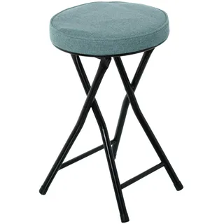 Klapphocker aus Metall und Stoff in Schwarz und Grün, 30 x 30 x 49 cm
