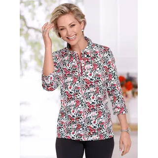 Poloshirt CLASSIC "Shirt", Damen, Gr. 38, rot (rot, ecru, bedruckt), 100% Baumwolle, gemustert, mehrfarbig, Shirts Poloshirt