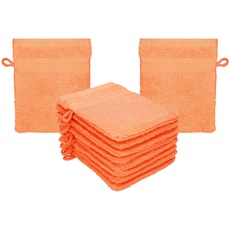 Betz PREMIUM Waschandschuhe 10-teilig - Frottee Waschlappen Gesicht reinigen - aus 100% Baumwolle - Babywaschhandschuh - orange
