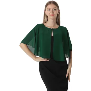 Chiffon Capelet Damen Weiche Umhänge Schals und Wraps für Abendkleid Hochzeit Cape Cover Up, Dunkelgrün, Einheitsgröße