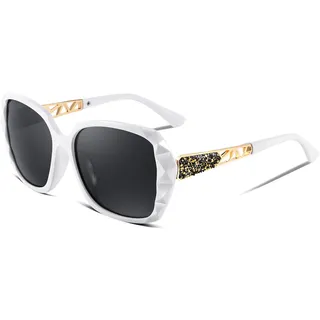 FEISEDY Sonnenbrille Damen Polarisiert Klassisch Groß Strass Rahmen B2289