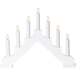 EGLO Lichterbogen Weihnachten mit 7 Glühbirnen, Fensterleuchter aus Holz | weißer Schwibbogen mit Kabel, E10, warmweiß