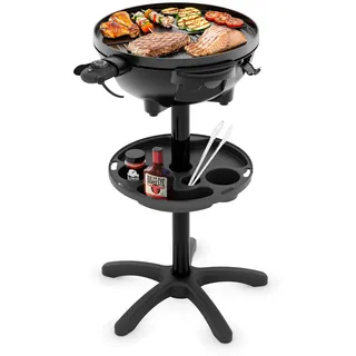 Tristar Elektrischer BBQ-Grill mit Ständer, 41 cm Grillplatte, 2200 W, Auch als Tischgrill Nutzbar, Deckel mit Thermometer und Einstellbarem Thermostat, BQ-2885