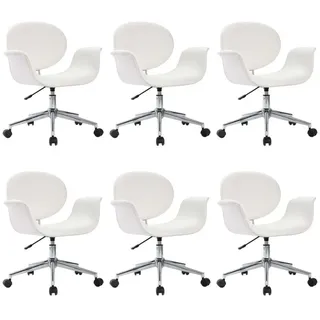 vidaXL Drehbare Esszimmerstühle 6 Stk. Weiß Kunstleder