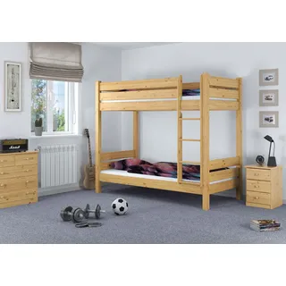 Etagenbett extra stabil 80x190 Zubehör wählbar Kiefer Nische 100 Stockbett Erwachsene V-60.16-08-190ohne Zubehör - Naturbelassen