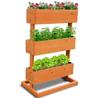 Coemo Vertikalbeet Hochbeet 3 Etagen inkl. Pflanzfolie 50x30x75 - Bunt