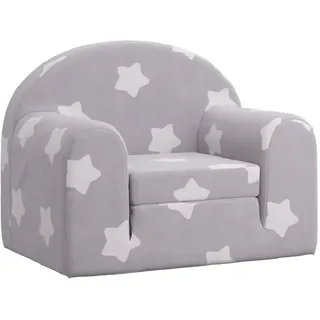 vidaXL Schlafsofa für Kinder Hellgrau Sterne Weich Plüsch - Grau