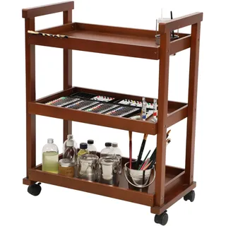 DJAR Art Cart Organizer, Buchenholz Aufbewahrungswagen für Studio, Büro, Rollwagen mit Rollen, Walnuss