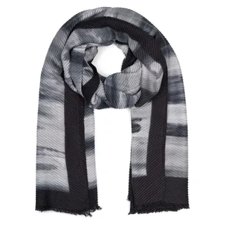 styleBREAKER Schal "Plissierter Schal mit Pinselstrich Muster" 1 Stk., schwarz, grau