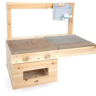 small Foot Matschküche zum Hängen, kompakte Holz-Spielküche mit Kochfeld, Backofen, Waschbecken, ideal für Gärten, Balkone oder Spielhäuser, 12791