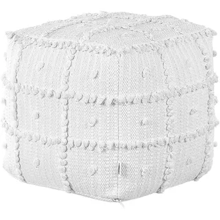 Beliani Pouf Harnai 40/40/40 cm , Weiß , Textil , Quadratisch , 40x40x40 cm , Wohnzimmer, Sessel, Hocker & Hockerbänke, Sitzwürfel