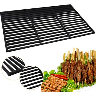 Jiubiaz Grillrost Ascherost 60x40cm Gitter Gusseisen Profi Edelstahl Grillgitter BBQ Gussrost - Schwarz