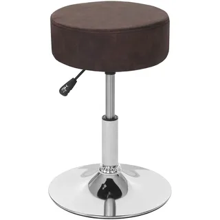 Mendler Hocker HWC-C22, Sitzhocker Schminkhocker, höhenverstellbar Ø 35cm WildKunstleder, vintage dunkelbraun - Braun