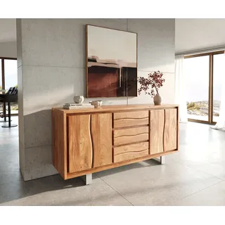 Sideboard Live-Edge 170 cm Akazie natur 3 Schübe 4 Türen