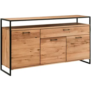 Linea Natura Sideboard , Eichefarben , Metall , Asteiche,Wildeiche , massiv, Hartholz , 2 Fächer , 1 Schublade(n) Schubladen , 135x92x44 cm , Made in Europe , Typenauswahl, Beimöbel erhältlich, stehend, in verschiedenen Größen erhältlich, Beleuchtung , Holzmöbel, Kommoden Holz, Sideboards Holz
