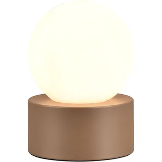 REALITY Leuchten Schreibtischlampe "COUNTESS, Tischleuchte Glas Kugel exkl 1x E14 max 25W Nachttischlampe" E14 1 Stk. warmweiß - kaltweiß Wohnzimmer Tischlampe mit On/Off Touch Steuerung Ø12cm Glasschirm weiß, coffee weiß