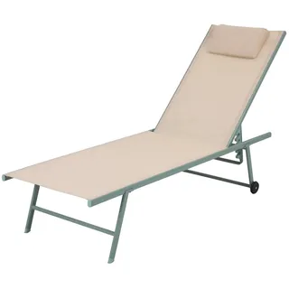 BEST Freizeitmöbel Sonnenliege Travis 185 cm x 55 cm x 97 cm Grün-Beige