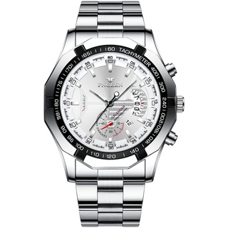 JewelryWe Herrenuhr Edelstahl Quarz Analog Armbanduhr 30M Wasserdicht Business Causual Uhr mit Datum Kalender und Leuchtend Zeiger Vatertagsgeschenk, Silber