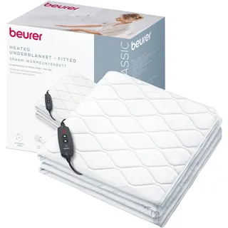 Beurer UB 74 Wärmeunterbett, elektrische Heizdecke mit Abschaltautomatik und Überhitzungsschutz, Wärmedecke in praktischer Spannbetttuch-Form mit 3 Temperaturstufen, waschbar, 200 x 100cm