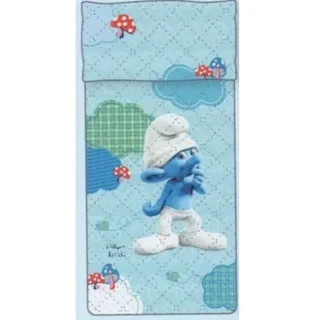 Gesteppte Tagesdecke BASSETTI Schlumpf Babysitting Junge ( Wiege)