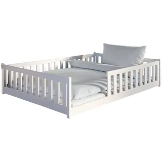 Kids Collective Jugendbett Bodenbett 140 x 200 cm Kiefer massiv weiß
