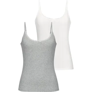 Unterhemd VIVANCE, Damen, Gr. 32/34, N-Gr, grau (grau meliert, creme), Obermaterial: 100% Baumwolle, unifarben, körpernah, tiefer Rundhals, Unterhemden Unterhemd, aus weicher Pointelle-Ware mit Spitze, reine Baumwolle, Topseller