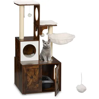 Relaxdays Kratzbaum 128 cm dunkelbraun