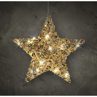 LED Stern 30 cm in GOLD - zum hängen mit Batterie / Timer - Gold