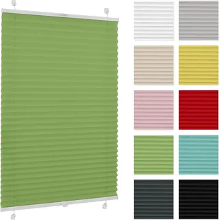 Plissee Estika ohne Bohren – 125 cm x 120 cm – Grün – Einfache Montage mit Klemmen - Grün