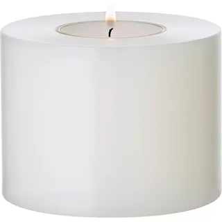 EDZARD Dauerkerze Cornelius (Ø 8 cm, H 6 cm) in weiß - Teelichthalter, Kerzenhalter in Kerzenoptik, Windlicht, Teelichtkerze für handelsübliche Teelichter - Deko Kerzen, Tischdeko, Wohnzimmer Deko