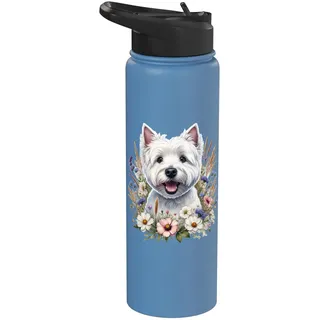 West Highland White Terrier Westie Hund Sommer Wildblumen Stainless Steel Insulated Water Bottle