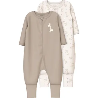 Name IT Unisex Child Schlafanzug 2er-Pack Nbnnightsuit 2P Zip Ff Jet Giraffe Noos, Jet Stream, 92 EU