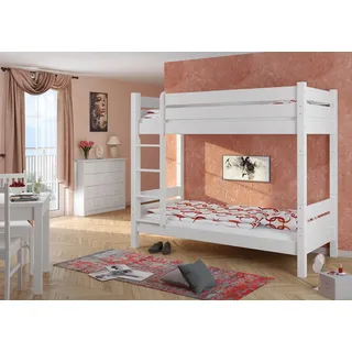 Etagenbett für Erwachsene wählbares Zubehör 80x200 weiß Nische 100 teilbar V-60.16-08WT100ohne Zubehör - Weiß
