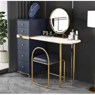 Schminktisch Spiegel Hocker Set Kommode Schlafzimmer Neu Make Up Konsolentisch - Gold