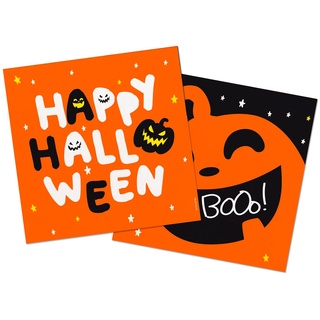 Folat 23868 23868-Happy BoOo-Halloween-Party-Servietten-20 stück Bedruckte Servietten 30 x 30 cm mit 'Happy Halloween', Kürbis Bar Decor Party Supplies, Süßes oder Saures, Mehrfarbig