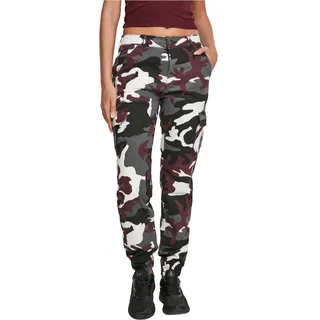 Urban Classics Damen Ladies High Waist Camo Cargo Pants Hose, Mehrfarbig (Wine 02244), W(Herstellergröße: 30)