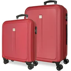 Roll Road Kambodscha Kofferset, rot, 55/68 cm, ABS, seitlicher Zahlenschloss, 93 l, 6,4 kg, 4 Doppelräder, Gepäck, Handgepäck, rot, Koffer Set