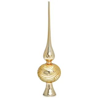 SIKORA SP6 Highlights aus Glas mit Glitzer Verzierung 2 Größen, Farbe:Gold, Größe:H ca. 33 cm (für Bäume von ca. 170 bis 240 cm)