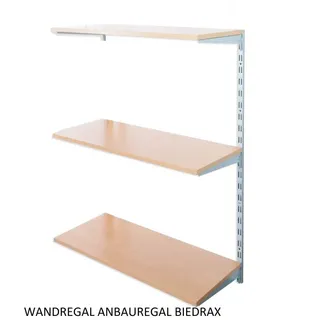 Biedrax Wandregal - Anbauregal 20 x 80 x 100 cm, Farbe silber - 3 Fachboden Buche