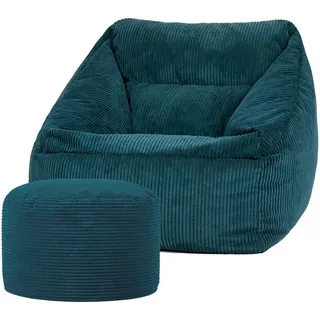 icon Sitzsack Sessel Natalia mit Sitzpouf , Grün , Textil , 340 L , Freiform , 100x80x88 cm , Hergestellt in Deutschland, Oeko-Tex® Standard 100, Reach , Wohnzimmer, Sessel, Sitzsäcke, XXL Sitzsäcke