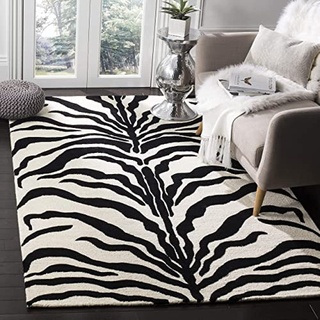 SAFAVIEH Zebra Teppich für Wohnzimmer, Esszimmer, Schlafzimmer - Cambridge Collection, Kurzer Flor, Elfenbein und Dunkelgrau, 183 X 274 cm