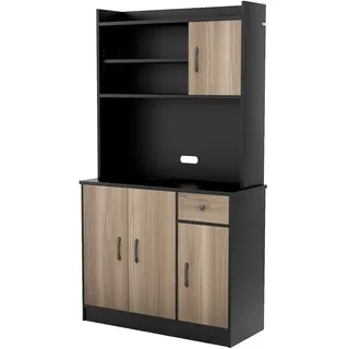 Costway Küchenschrank Buffet-Sideboard 180 x 0 x 0 cm Schwarz/Braun