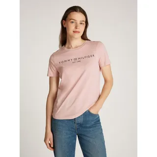 Tommy Hilfiger Damen T-Shirt Kurzarm Logo Rundhalsausschnitt, Rosa (Foggy Pink), XXL